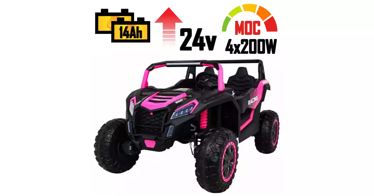 Mocny Buggy dla dzieci ATV A032 Różowy 4x200W Podwójny akku 14Ah ...