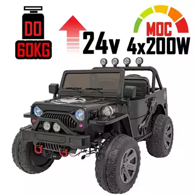 Auto Na Akumulator Jeep Willys JH-102 POWER Czarny 4x4 dla 3 dzieci 4x200W