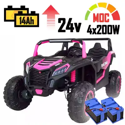 Mocny Buggy dla dzieci ATV A032 Różowy 4x200W Podwójny akumulator 24V