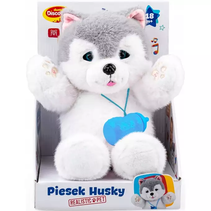 Dumel Interaktywny Pluszowy Przyjaciel Piesek Husky  z czujnikiem na brzuszku!